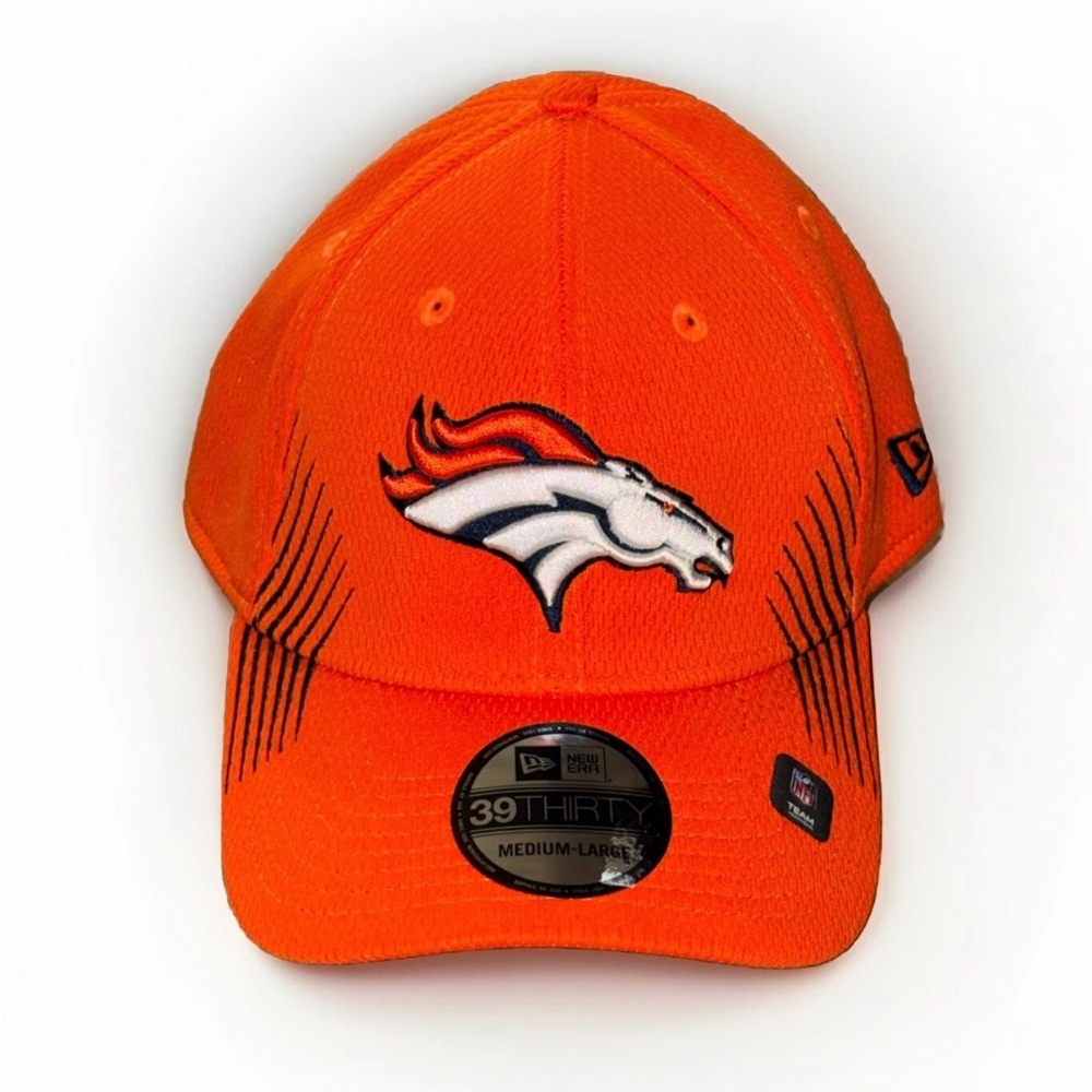Denver Broncos New Era Stripe 39THIRTY Flex Hat - Orange Large Xlarge